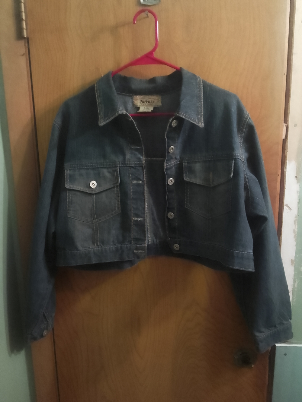 Women's‎ Y2K  Dark Blue Cropped Denim Jacket No Fuze U.S.A Brand